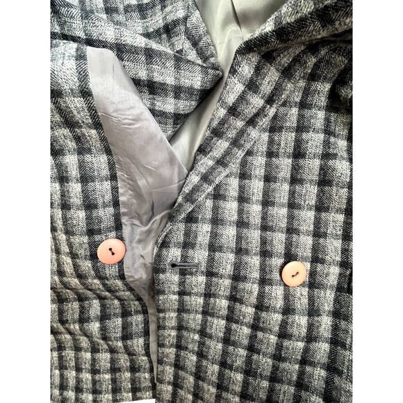 Vintage Michelle Stuart 100% Wool Grey Plaid Checkered Blazer Sz 8 Career Office - Picture 7 of 10